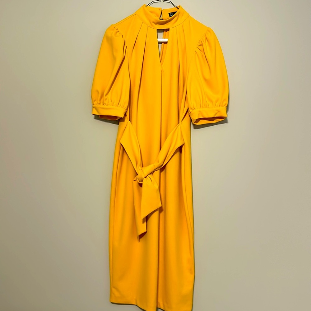 Short sleeve front tie midi dress
